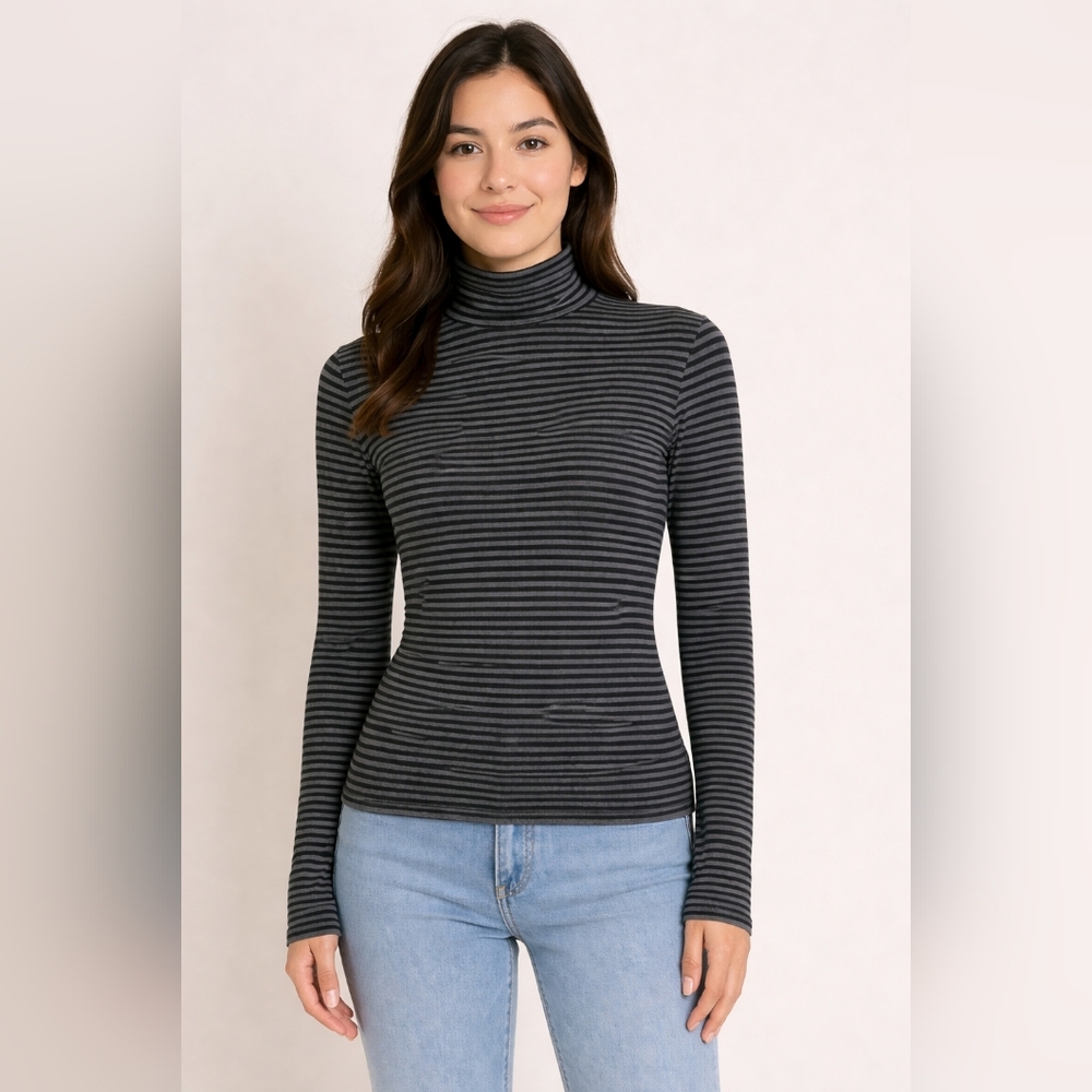 Striped Turtleneck Long Sleeve Top